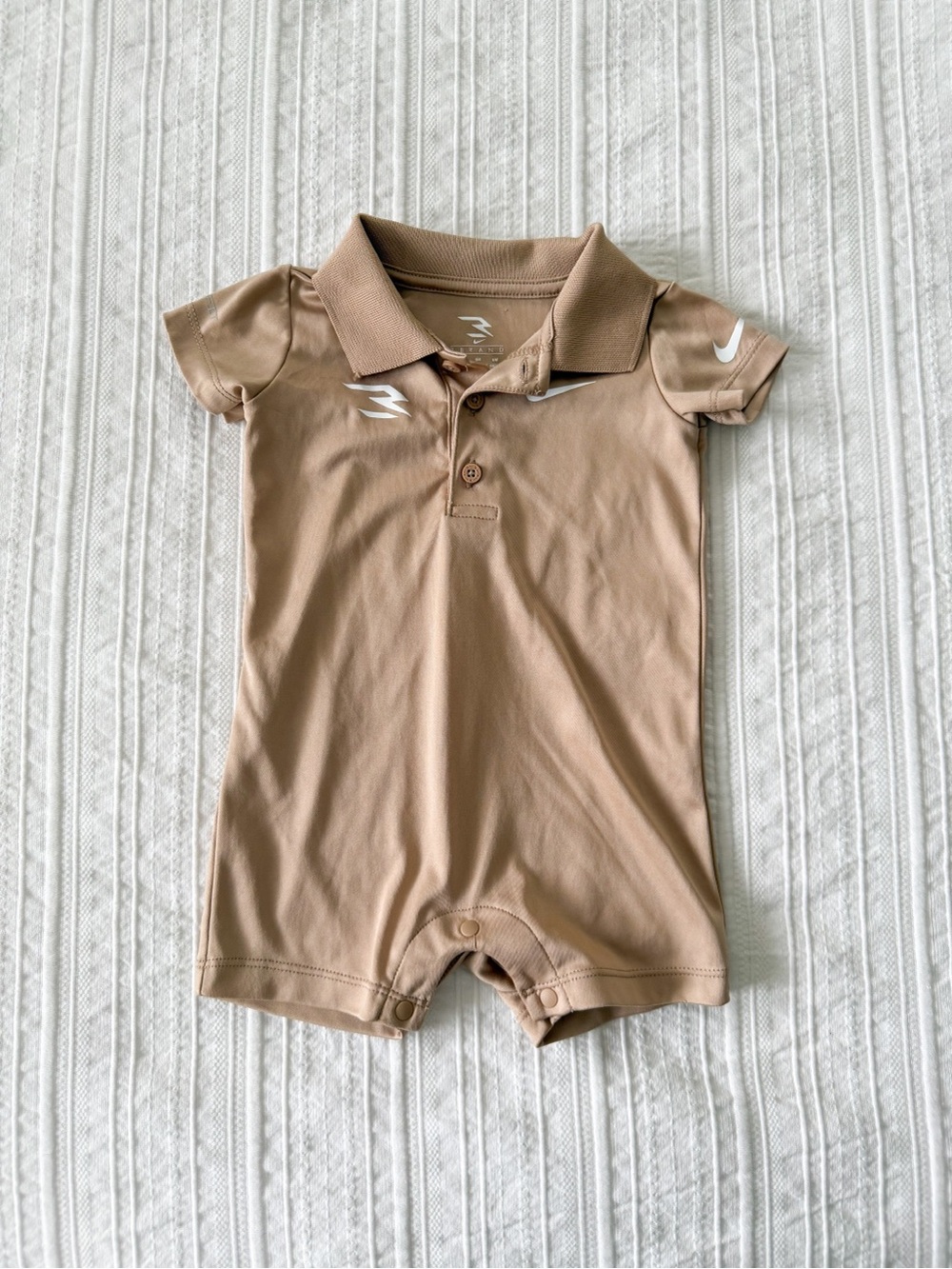 Nike 3BRAND by Russell Wilson Baby Boy Dri-FIT Polo Romper Tan 3–6M